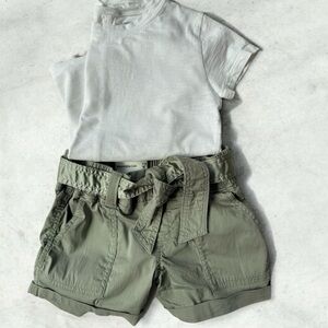Girls Abercrombie size 7/8 shorts sage green shorts and white tee Crewcuts 5/6